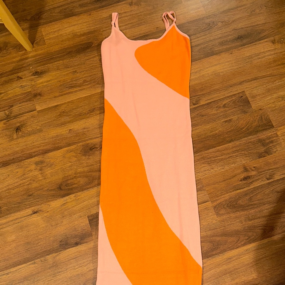 Amazon Strapless Pink and Orange Dress